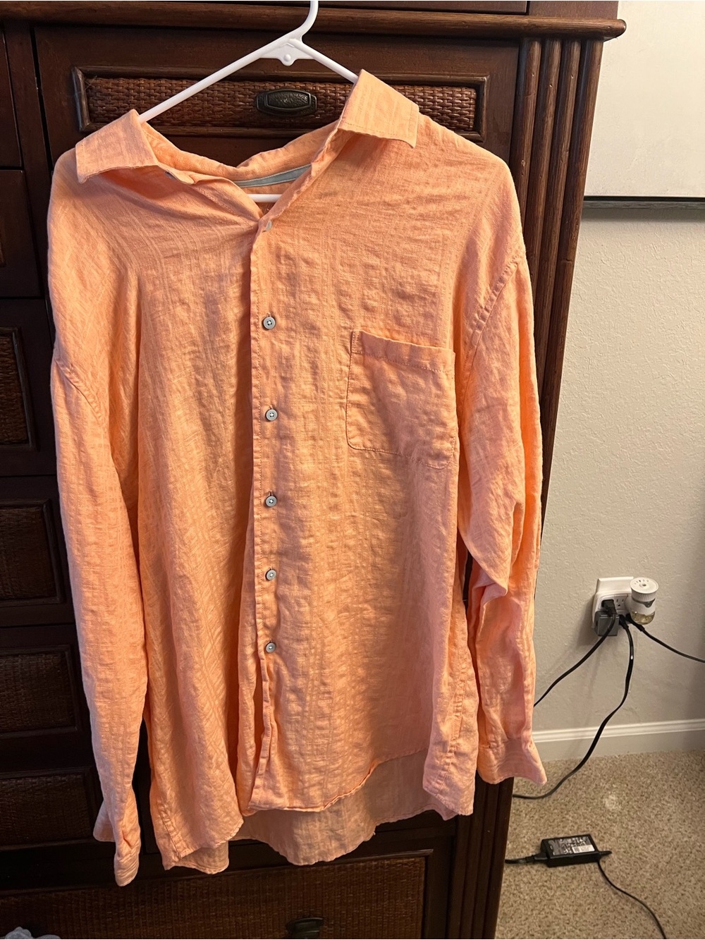 Caribbean Peach Button-Down Long Sleeve Shirt